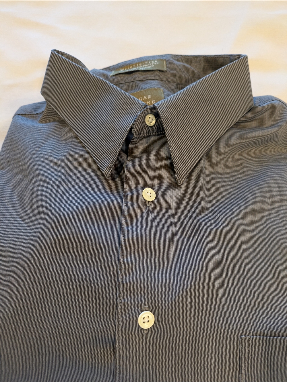 Haggar Men's Gray Pinstripe Long Sleeve Dress Shirt Size 17